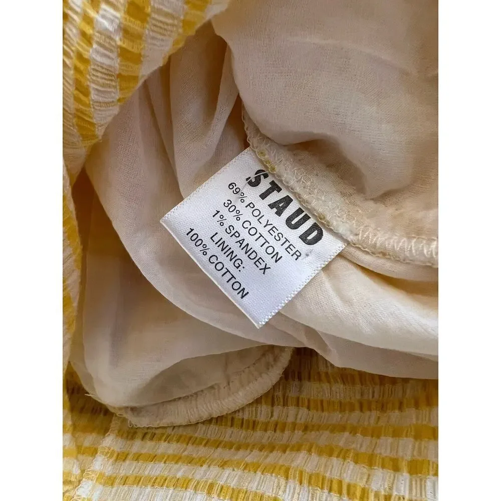 Staud Panier Yellow Gingham Mermaid Midi Dress Womens Size 6 Stretch - Picture 6 of 10